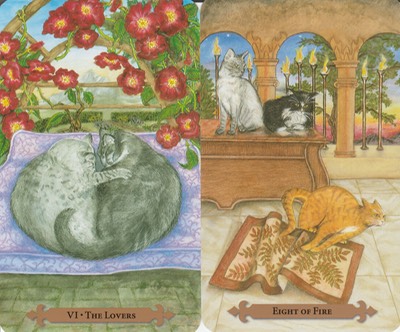 Capricorn The Lovers the 8 of Wands Mystical Cats Tarot June TS 20190511 0001